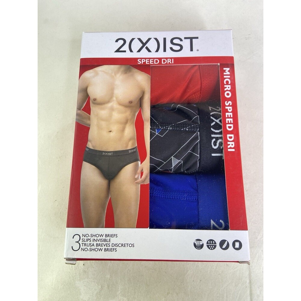 2xist Micro Speed Dri 3 Pack No Show Briefs Underwear Multicolor Mens Size XL